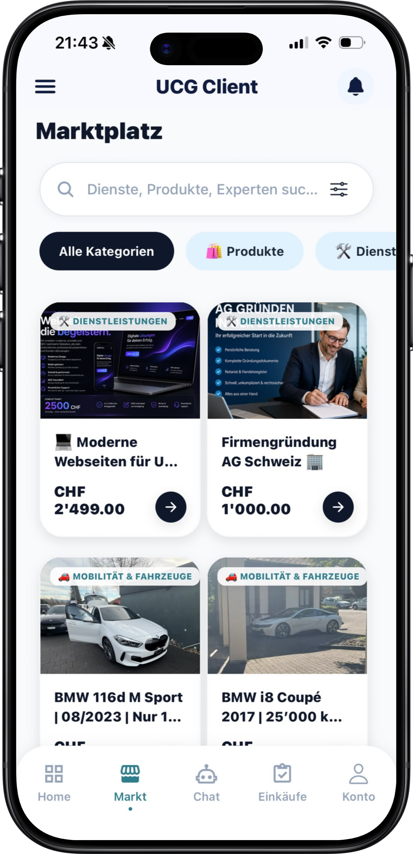 In-App Negotiation & Chat mobile screen